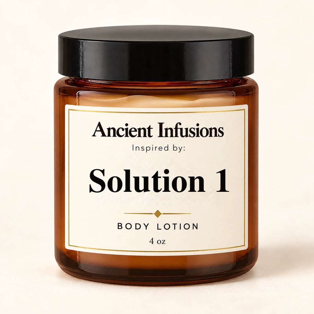Solution 1 Inspired Body Lotion by Ancient Infusions — 4 oz amber glass jar