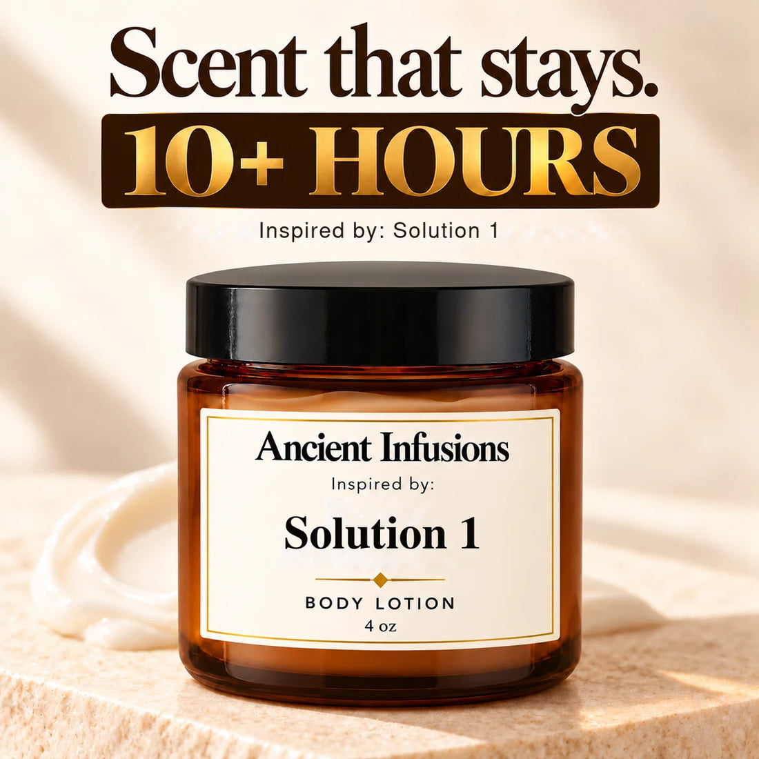 Solution 1 Inspired Body Lotion by Ancient Infusions — 4 oz amber glass jar