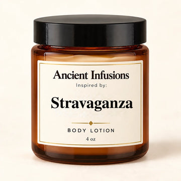 Stravaganza Inspired Body Lotion by Ancient Infusions — 4 oz amber glass jar