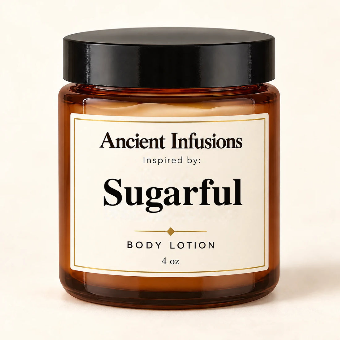 Sugarful Inspired Body Lotion by Ancient Infusions — 4 oz amber glass jar