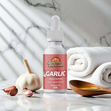 Therapeutic garlic essential oil by Ancient Infusions – 100% pure aromatherapy oil for immune support, cardiovascular health, and natural cleansing.