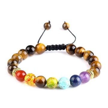 Tigers Eye 7 Chakra Energy Bracelet – Grounding and Protective Energy with Natural Stones.