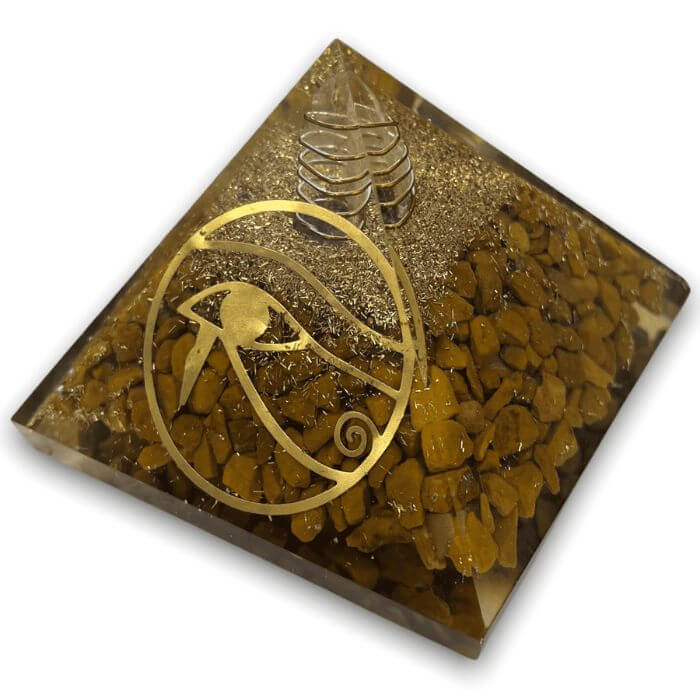 Yellow Jasper Orgone Pyramid for confidence, stability, and positive energy.