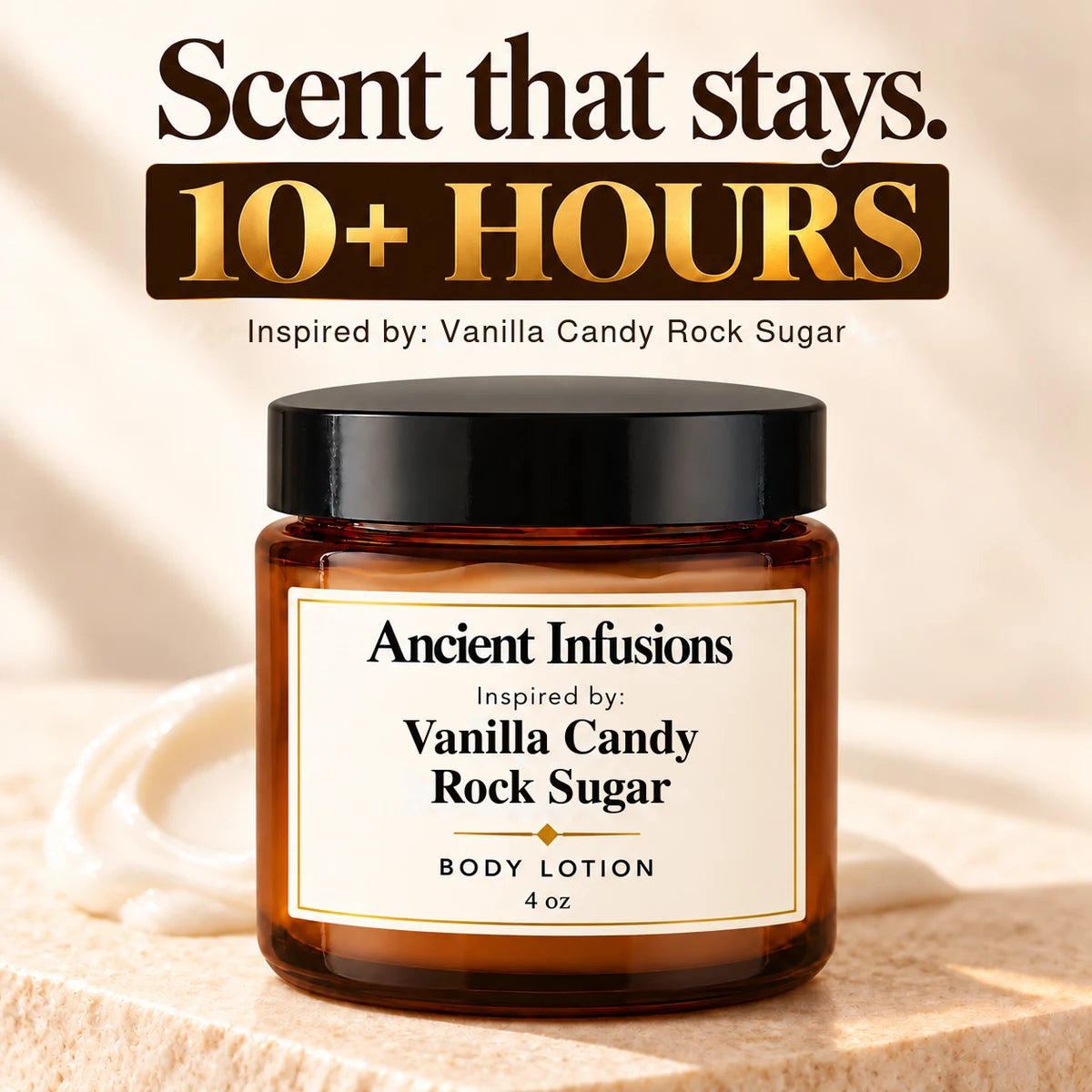 Vanilla Candy Rock Sugar Inspired Body Lotion by Ancient Infusions — lasting scent