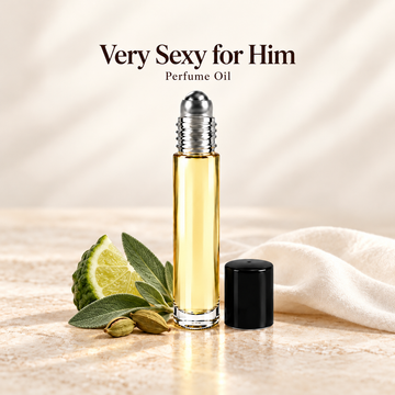 Victoria’s Secret Very Sexy for Him Perfume Oil with simple scent note accents on soft ivory
