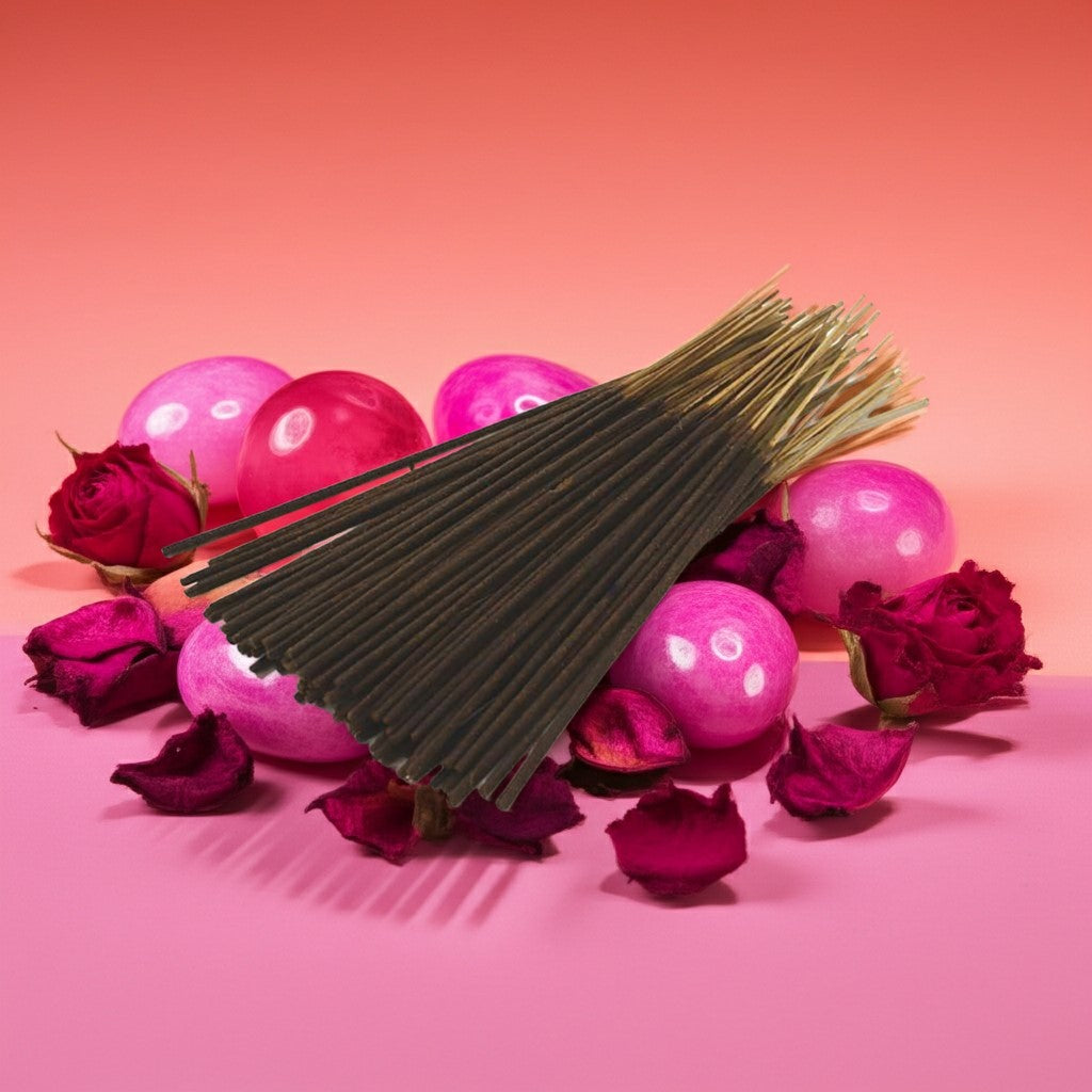 Wet Kisses Incense Sticks in the center on top of fruit