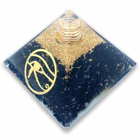 Shungite Orgone Pyramid for grounding, EMF protection, and energy shielding.