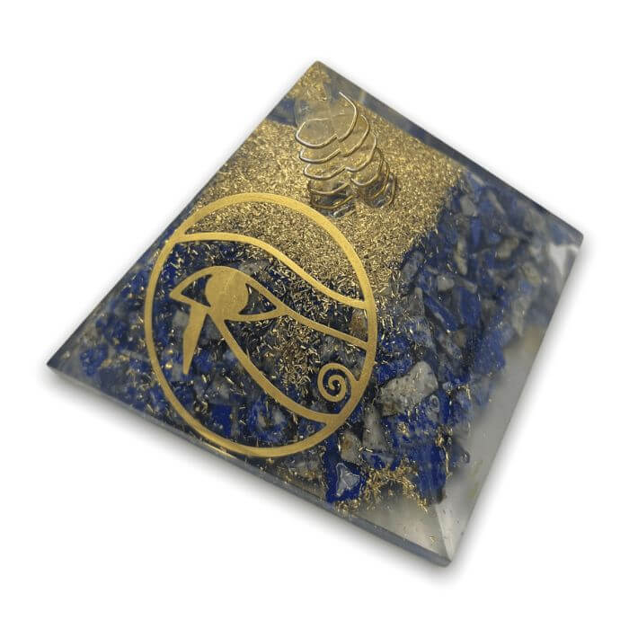 Lapis Lazuli Orgone Pyramid for wisdom, clarity, and spiritual growth.