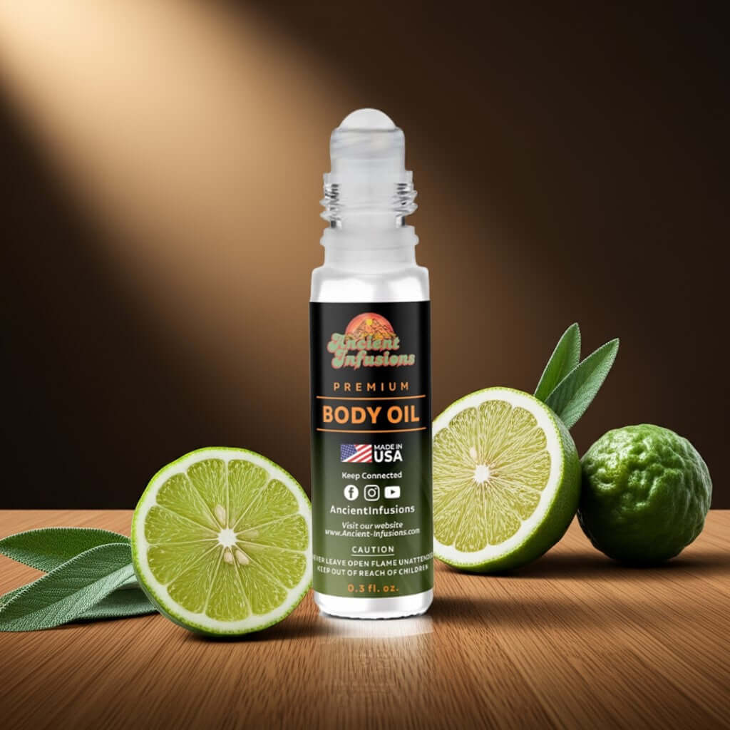 YSL Y Men Inspired Body Oil bottle with fresh lime and sage, premium fragrance for men, pure and uncut formula displayed.